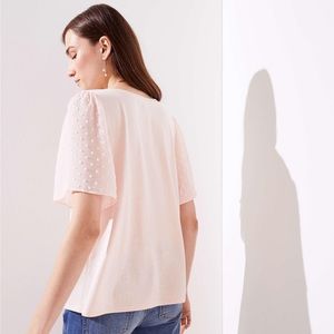 Light Pink Mixed Media T w/ Dot Print Sleeves
